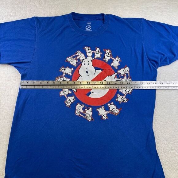 Large Blue T Shirt Ghostbusters Logo With Stay Puffed Marshmallow Minis Mad Engi - Picture 8 of 13